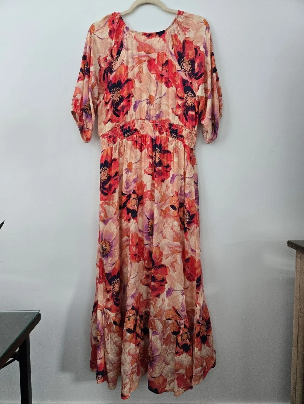 Nurture by Westbound  boho-chic botanical floral midi dress. Medium